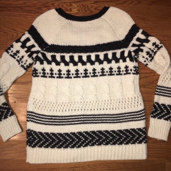 AMERICAN EAGLE | AEO Chunky Cream & Black Sweater Women’s Size Small - Picture 4 of 5